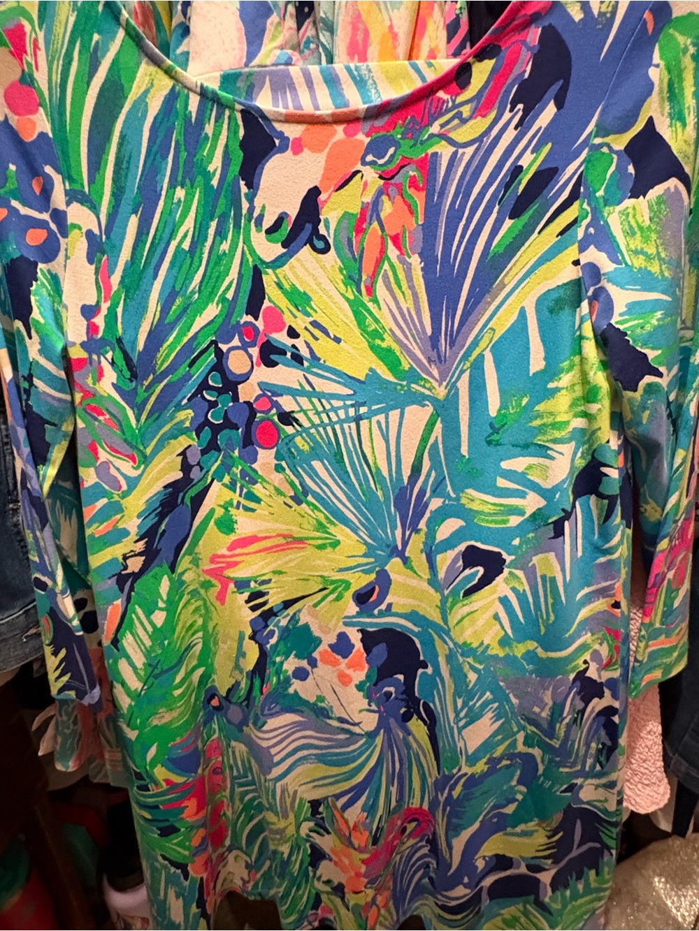 Lilly Pulitzer Tropical Print Long Sleeve Tee - Blue, Green, Pink
